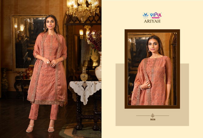 Ariyah By Vipul Organza Embroidery Designer Salwar Kameez Wholesale Market In Surat 